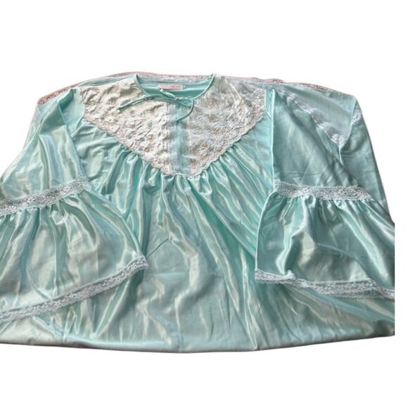 Apostrophe Gown Size 8 Vintage Deadstock Blue Lace Romantic Ruffle Bell Sleeves - Picture 3 of 10